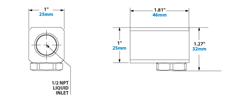 Dimensions - 1/2 NPT OmniStream Cone Liquid Atomizing Nozzle