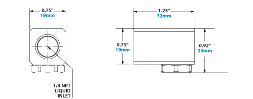 Dimensions - 1/4 NPT OmniStream Cone Liquid Atomizing Nozzle