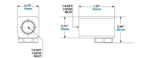 Dimensions - 1/4 NPT HollowStream Cone Liquid Atomizing Nozzle