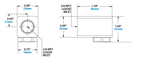 Dimensions - 3/8 NPT OmniStream Cone Liquid Atomizing Nozzle