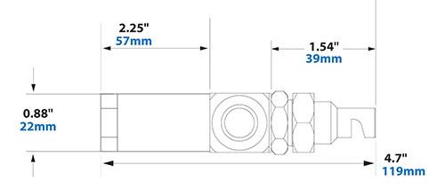 Dimensions - 1/4 FNPT No Drip Internal Mix Deflected Flat Fan Pattern Atomizing Nozzle